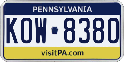 PA license plate KOW8380