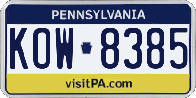 PA license plate KOW8385