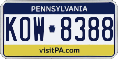 PA license plate KOW8388