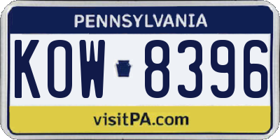 PA license plate KOW8396