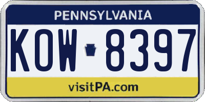 PA license plate KOW8397