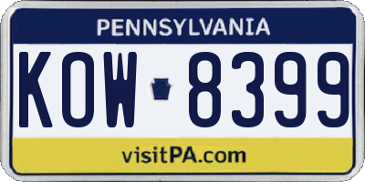 PA license plate KOW8399