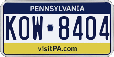 PA license plate KOW8404
