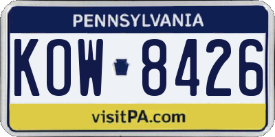 PA license plate KOW8426