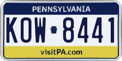 PA license plate KOW8441