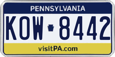 PA license plate KOW8442