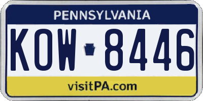 PA license plate KOW8446