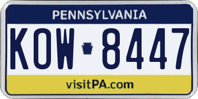 PA license plate KOW8447