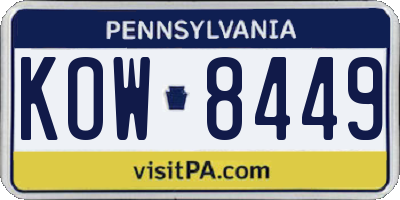 PA license plate KOW8449