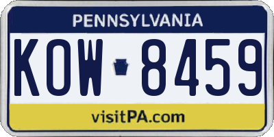 PA license plate KOW8459