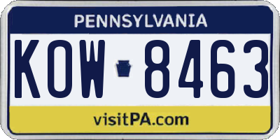 PA license plate KOW8463