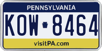 PA license plate KOW8464