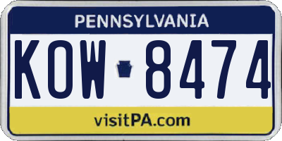 PA license plate KOW8474