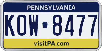 PA license plate KOW8477