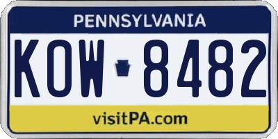 PA license plate KOW8482