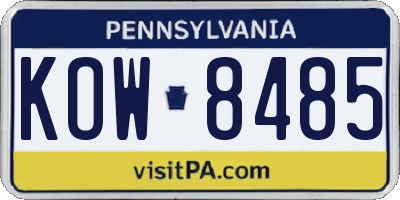 PA license plate KOW8485