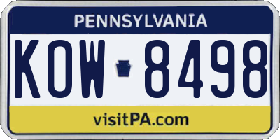 PA license plate KOW8498