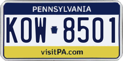 PA license plate KOW8501