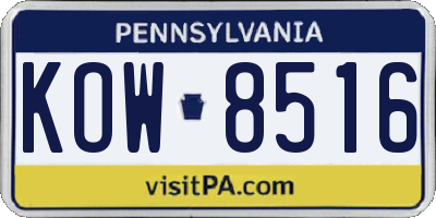 PA license plate KOW8516