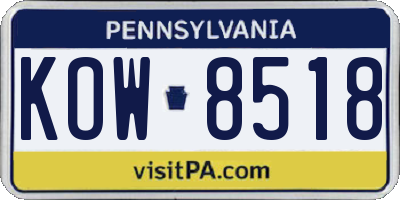 PA license plate KOW8518
