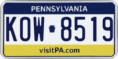 PA license plate KOW8519