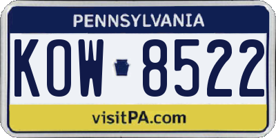 PA license plate KOW8522