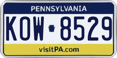 PA license plate KOW8529