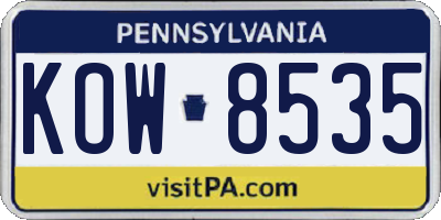 PA license plate KOW8535