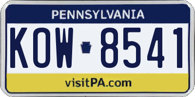 PA license plate KOW8541