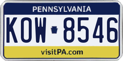 PA license plate KOW8546