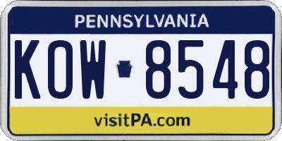 PA license plate KOW8548