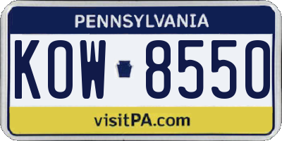 PA license plate KOW8550