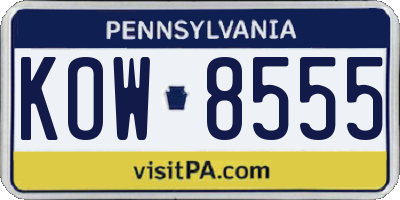 PA license plate KOW8555