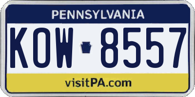 PA license plate KOW8557