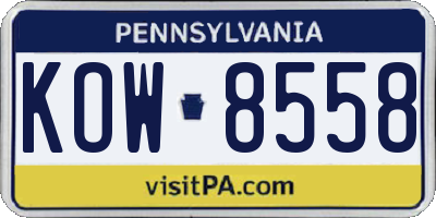 PA license plate KOW8558