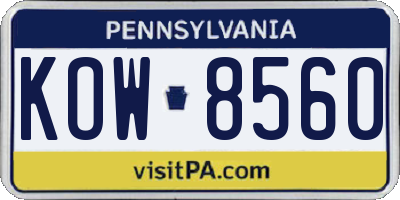 PA license plate KOW8560