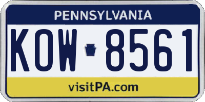 PA license plate KOW8561