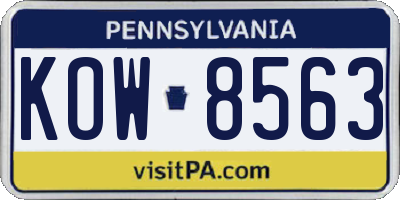 PA license plate KOW8563