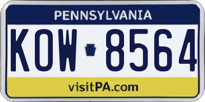PA license plate KOW8564