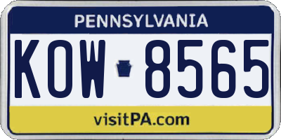 PA license plate KOW8565