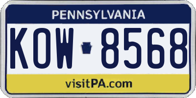 PA license plate KOW8568
