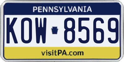 PA license plate KOW8569