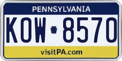 PA license plate KOW8570