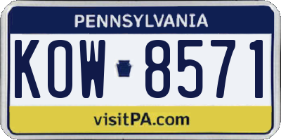 PA license plate KOW8571