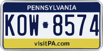 PA license plate KOW8574