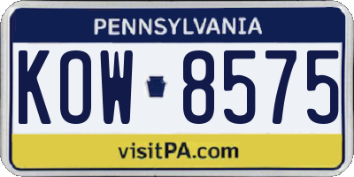 PA license plate KOW8575
