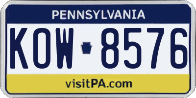PA license plate KOW8576