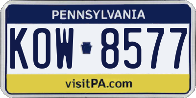 PA license plate KOW8577