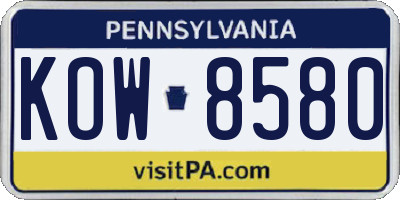 PA license plate KOW8580