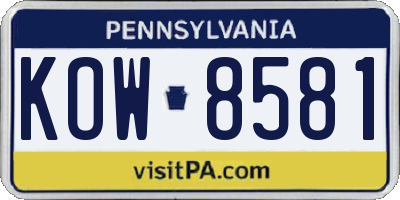 PA license plate KOW8581